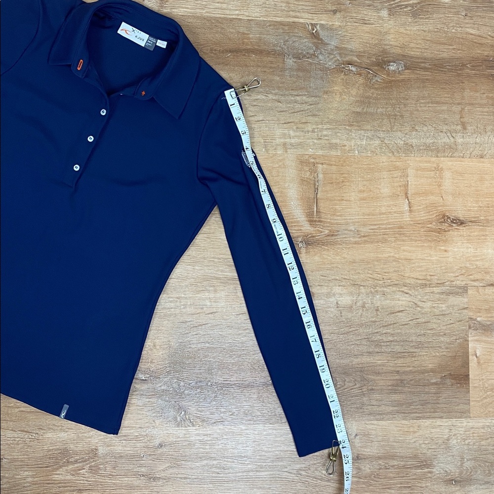 KJUS Celin Navy Blue Women's Small Long-Sleeve Golf SPF 50 Sport Fit Polo - Picture 11 of 11